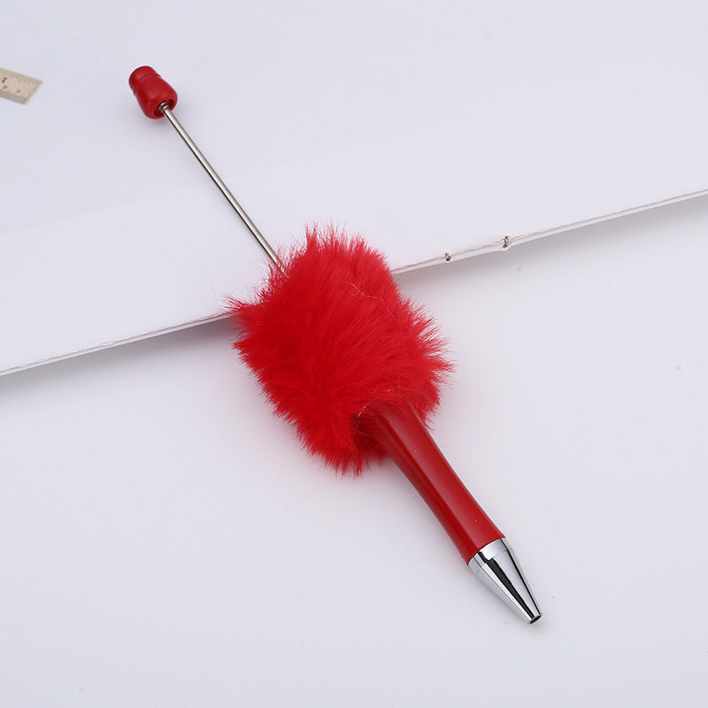 Creative diy plush beaded pen colorful hand-crafted plush decorated cute ballpoint pen