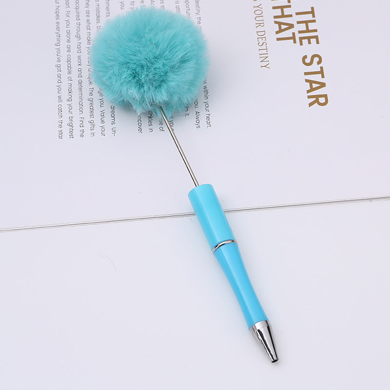 diy plush plastic ballpoint pen novel cartoon hairball beaded pen cross-border cute gift pen