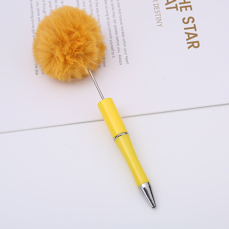 diy plush plastic ballpoint pen novel cartoon hairball beaded pen cross-border cute gift pen